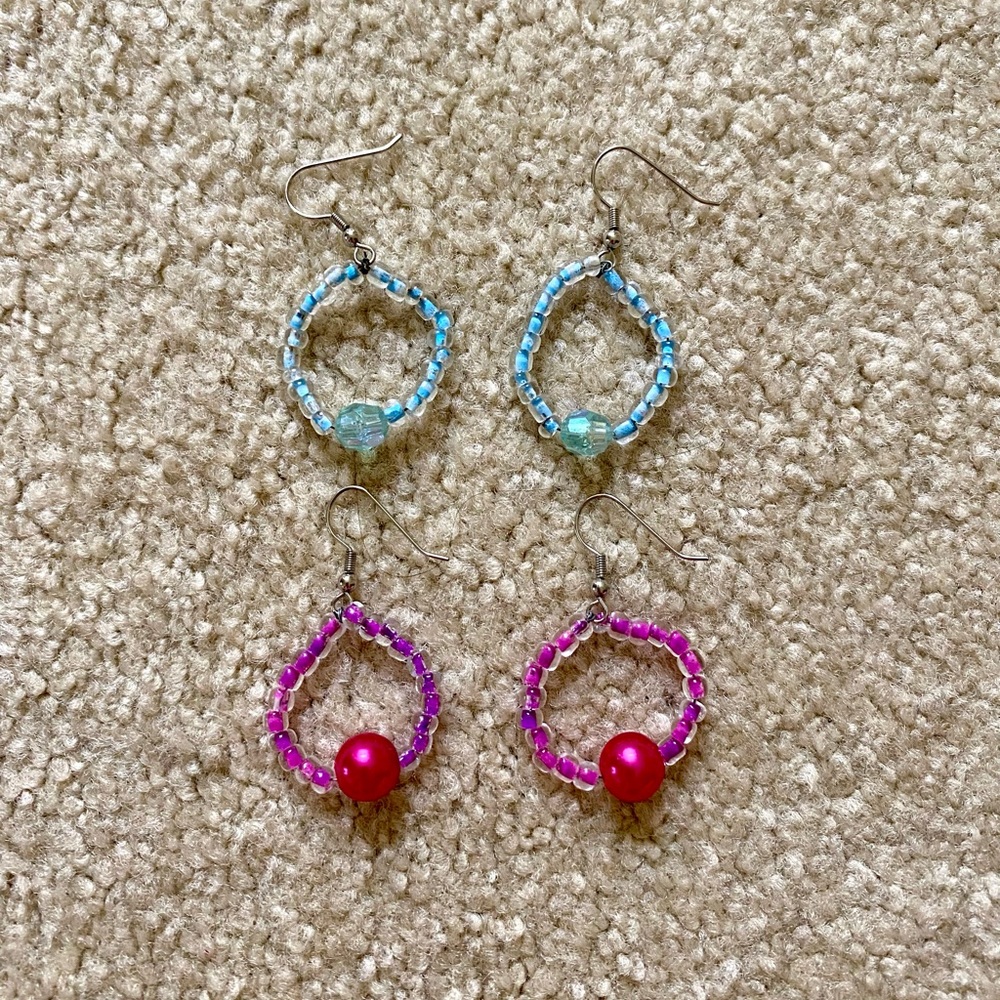 Beaded Handmade Hoop Earring Set